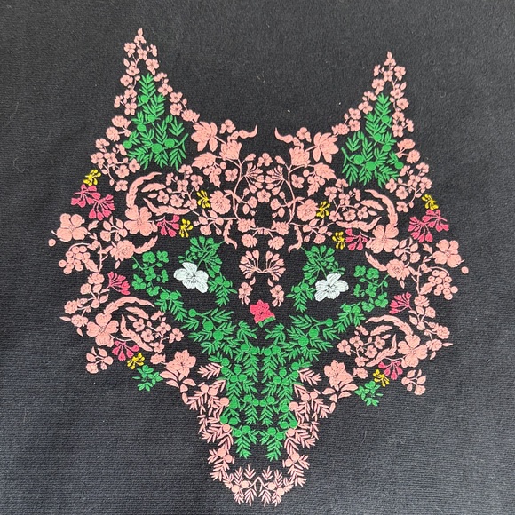 Greyson Black and Pink Hoodie with Floral  Wolf Design - Picture 2 of 7